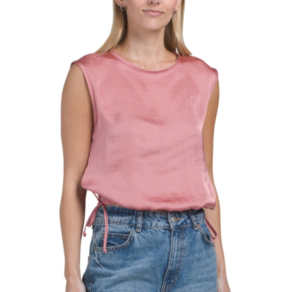 NWT Cropped TASH & SOPHIE Elastic Hem Side Ties Sleeveless Blouse 👚 - Size M